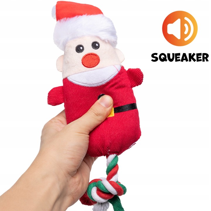 UNIQ PETS Pluszowa zabawka dla psa SQUEAKIES świąteczny szarpak z piszczałką 40 cm