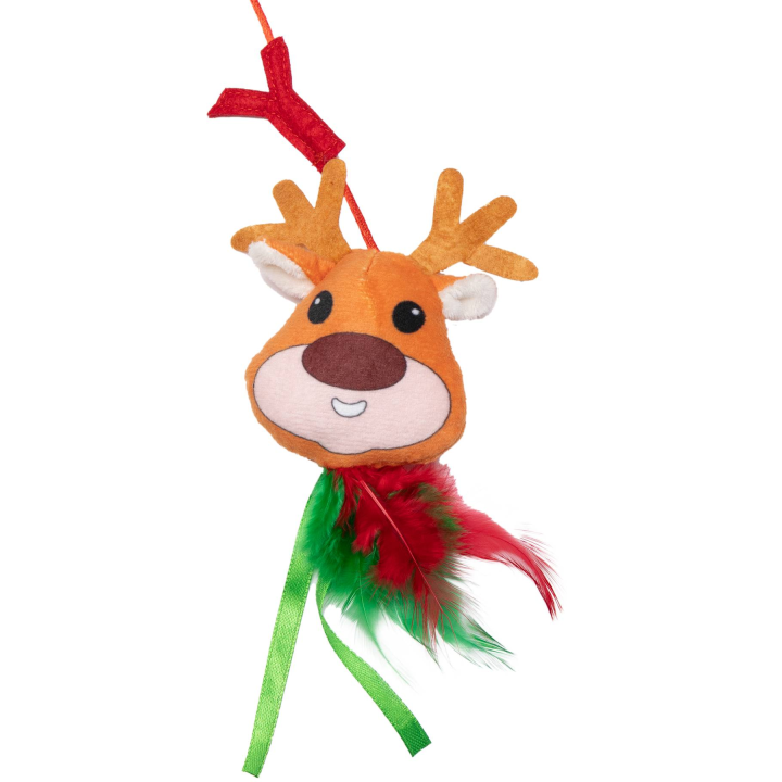 UNIQ PETS Plastikowa zabawka dla kota SWISHY świąteczna wędka 40 cm
