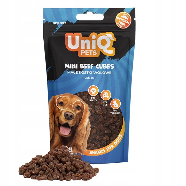 UNIQ PETS PRZYSMAKI DLA PSA WAGGI 80g małe kostki wołowe
