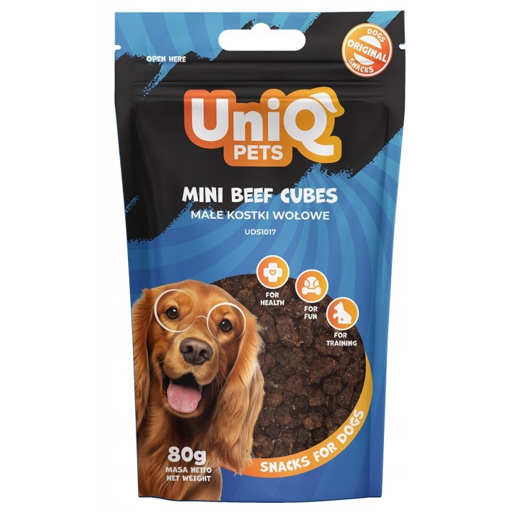 UNIQ PETS PRZYSMAKI DLA PSA WAGGI 80g małe kostki wołowe