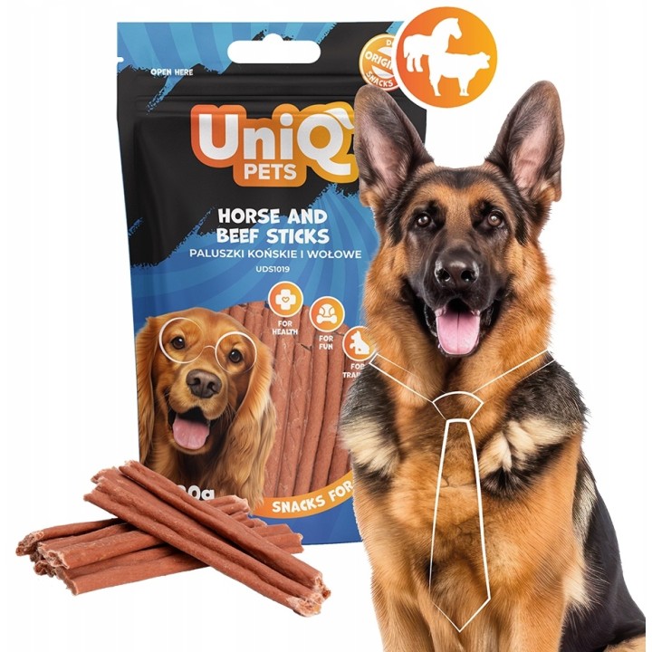UNIQ PETS PRZYSMAKI DLA PSA WAGGI 80g paluszki z koniną i wołowiną