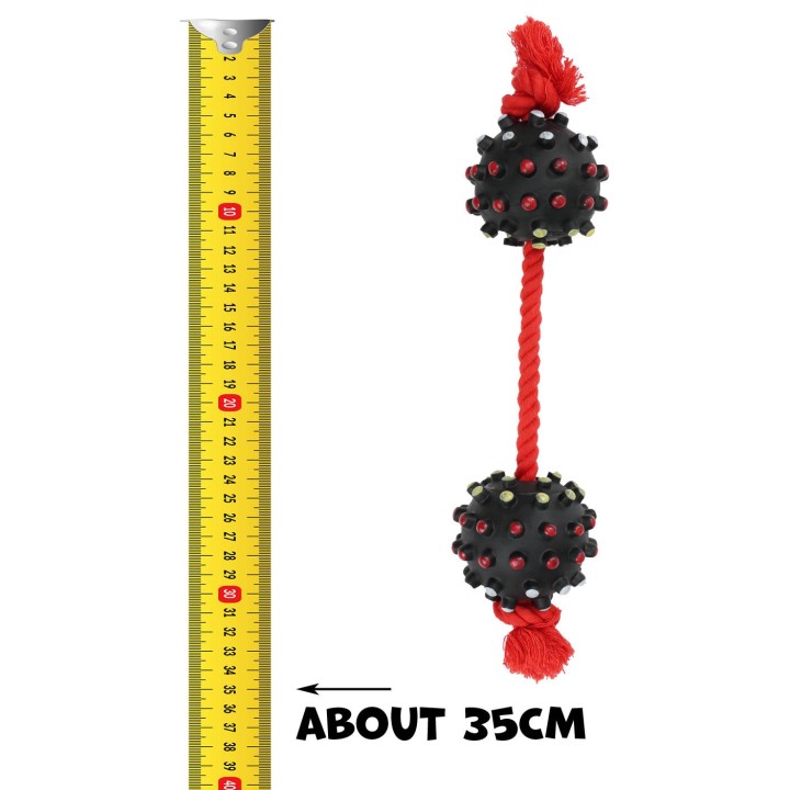 UNIQ PETS ZABAWKA DLA PSA ROPY piłki z kolcami na sznurku 35cm