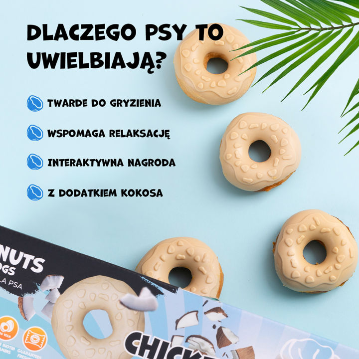 UNIQ PETS PRZYSMAKI DLA PSA COLLAGEN 50 g x 10 szt donut z kurczakiem i kokosem 7cm