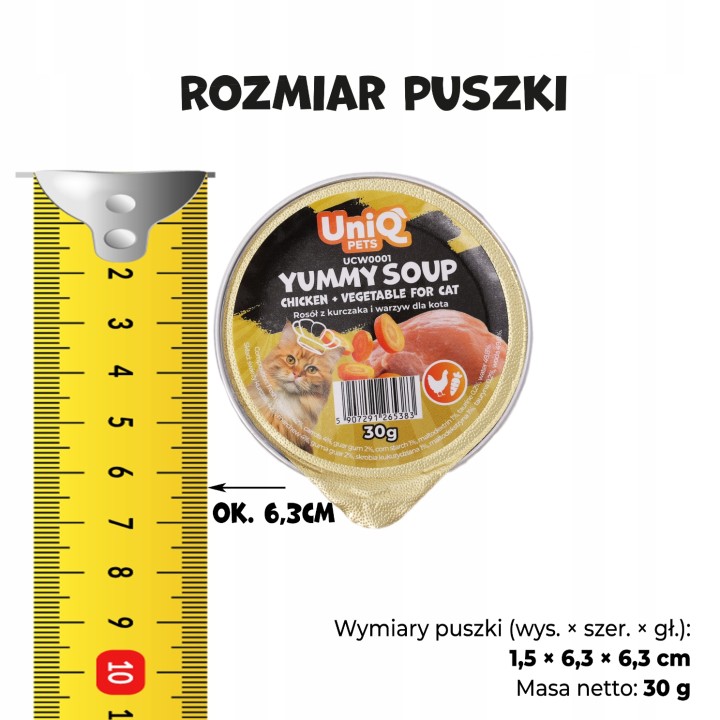 Karma mokra dla kota Uniq Pets Kurczak 30g x 8szt. | Rosół z kurczaka i warzyw
