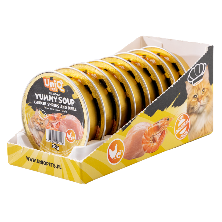 Karma mokra dla kota kurczak Uniq Pets 30g x 8szt | Rosół z kurczaka i kryla