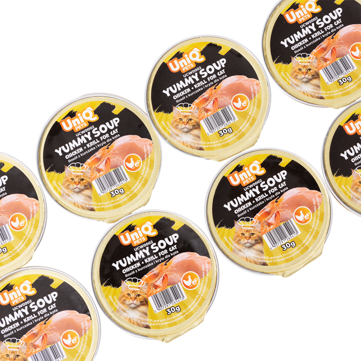 Karma mokra dla kota kurczak Uniq Pets 30g x 8szt | Rosół z kurczaka i kryla