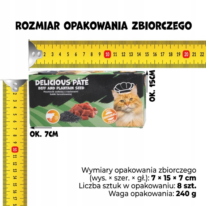 UNIQ PETS KARMA MOKRA DLA KOTA DELICIOUS Pâté 30 g x 8 szt. tacek. pasztecik wołowy z babką płesznik