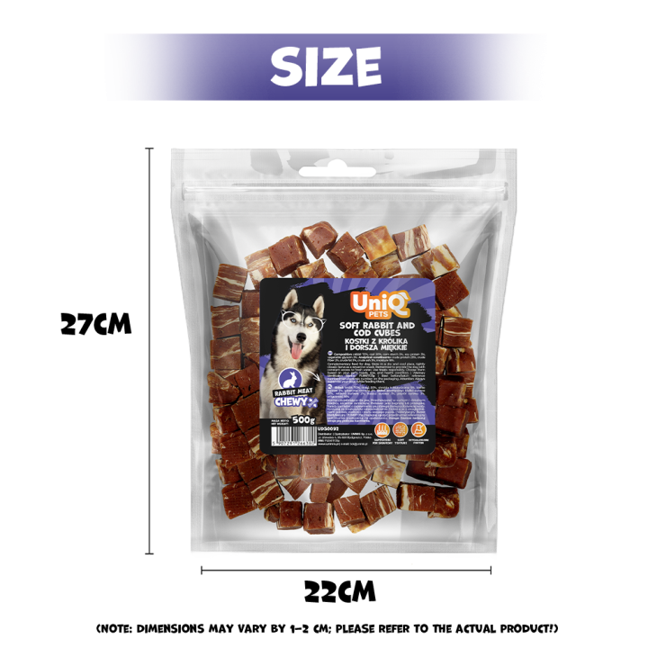 UNIQ PETS PRZYSMAKI DLA PSA CHEWY 500g kostki z królika i dorsza miękkie