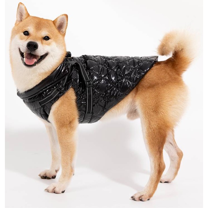 UNIQ PETS Ubranie dla zwierząt SHINYPAW błyszcząca zimowa kamizelka z szelkami