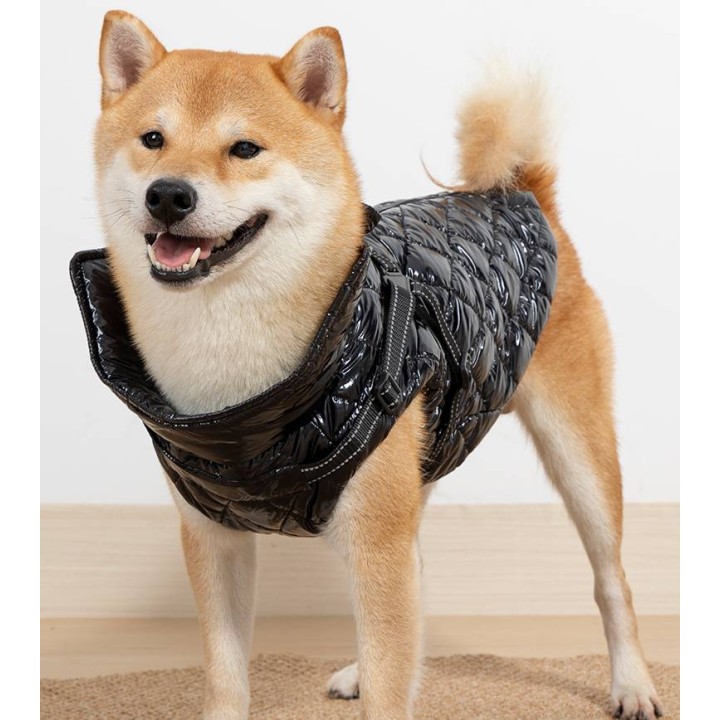 UNIQ PETS Ubranie dla zwierząt SHINYPAW błyszcząca zimowa kamizelka z szelkami