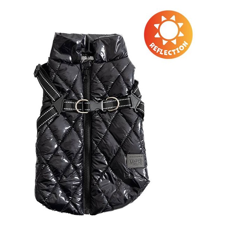 UNIQ PETS Ubranie dla zwierząt SHINYPAW błyszcząca zimowa kamizelka z szelkami