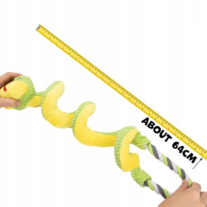 UNIQ PETS ZABAWKA SQUEAKIES Zielona zabawka do przeciągania w kształcie węża z piszczałką 36x11x9cm