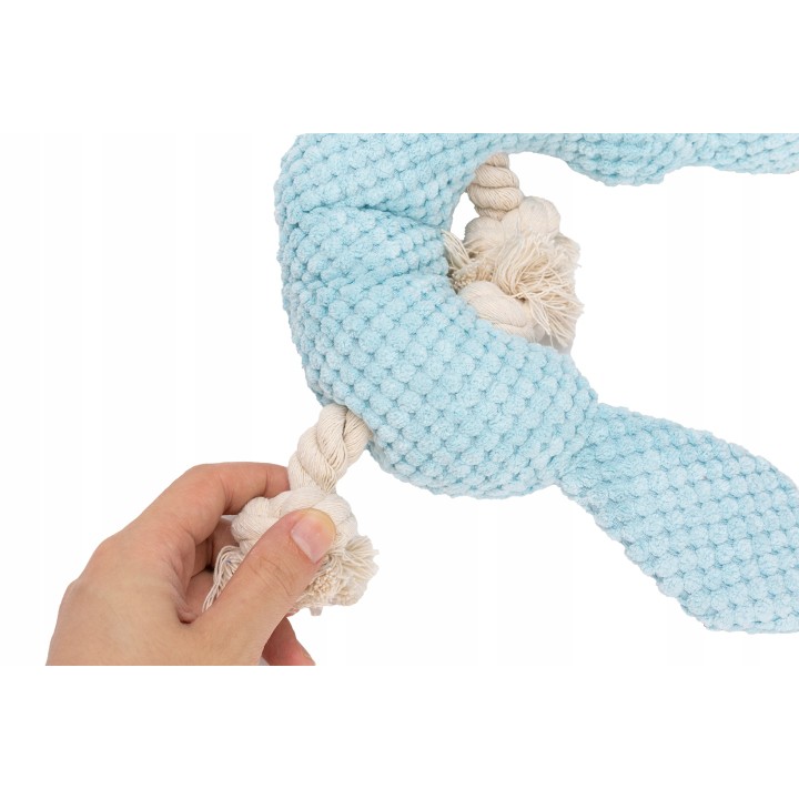 UNIQ PETS ZABAWKA SQUEAKIES Szarpak błękitny hipopotam z piszczałką 24,5×23×6cm