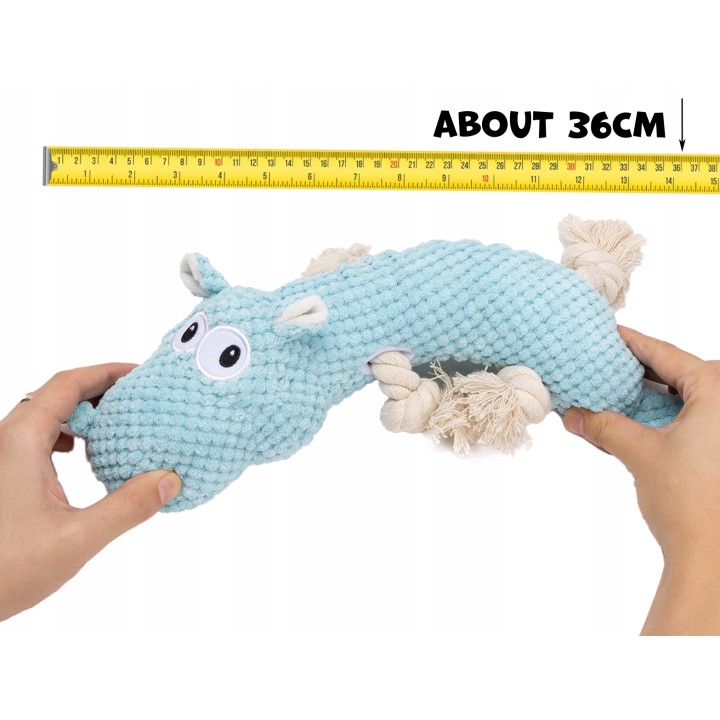 UNIQ PETS ZABAWKA SQUEAKIES Szarpak błękitny hipopotam z piszczałką 24,5×23×6cm