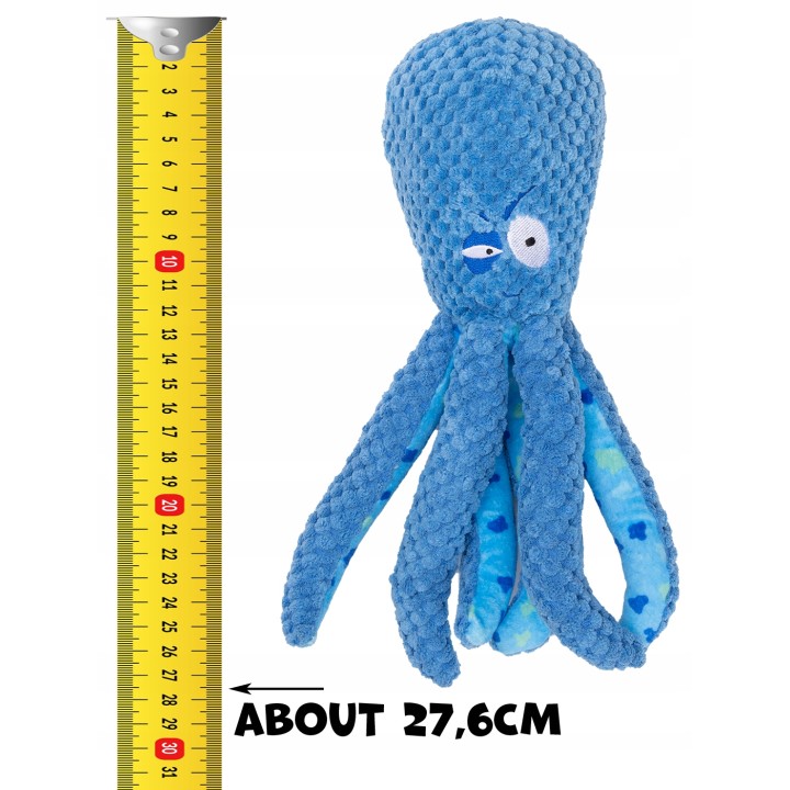UNIQ PETS ZABAWKA SQUEAKIES Niebieska ośmiornica z piszczałką 27,6×9,4×5,9cm