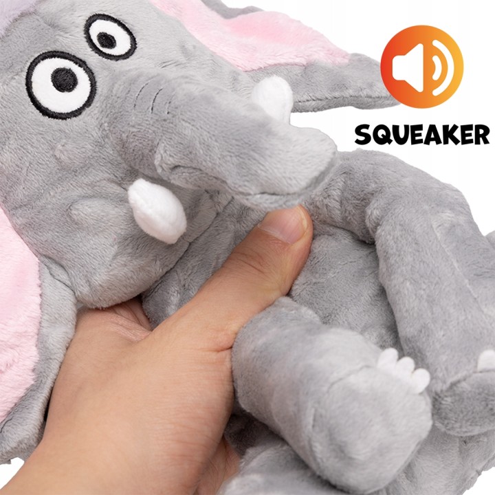 UNIQ PETS ZABAWKA SQUEAKIES Szary słoń z piszczałką 18×27×11,1cm