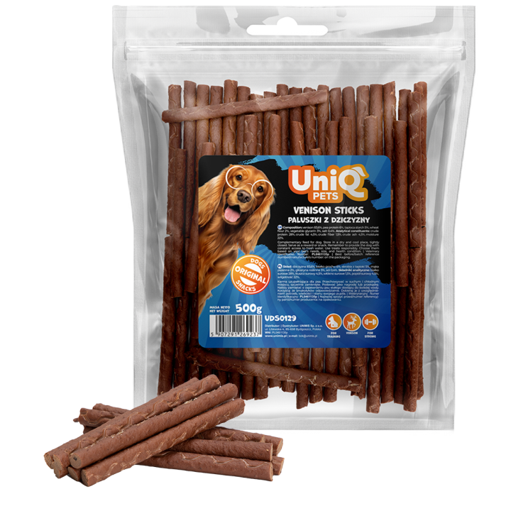 UNIQ PETS PRZYSMAKI DLA PSA MEATY 500g paluszki z dziczyzny