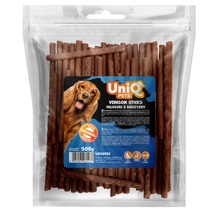 UNIQ PETS PRZYSMAKI DLA PSA MEATY 500g paluszki z dziczyzny