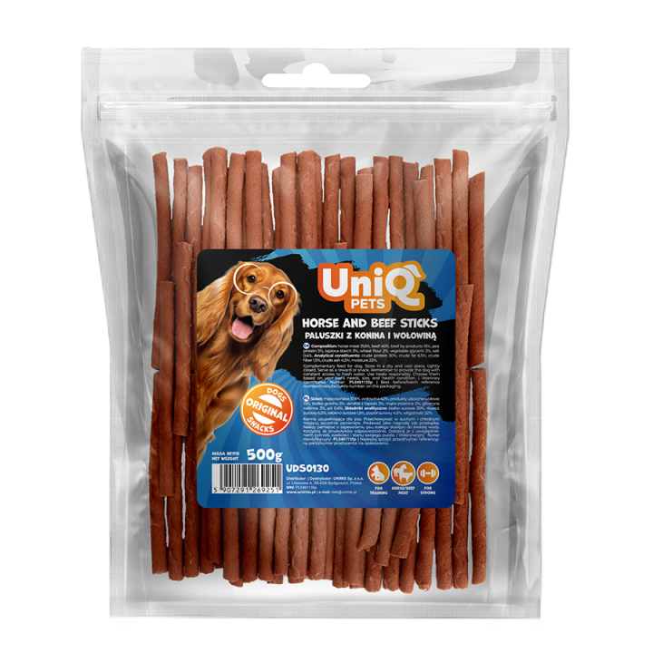UNIQ PETS PRZYSMAKI DLA PSA MEATY 500g paluszki z konina i wołowiną