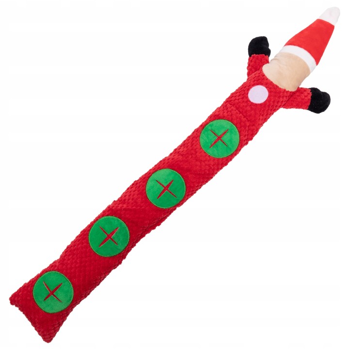 UNIQ PETS PLUSZOWA ZABAWKA DLA PSA SNIFFIES Zwijany Święty Mikołaj z piszczałką 69x17x4cm