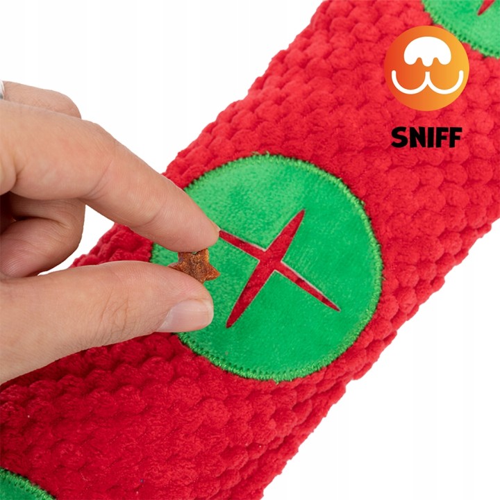 UNIQ PETS PLUSZOWA ZABAWKA DLA PSA SNIFFIES Zwijany Święty Mikołaj z piszczałką 69x17x4cm