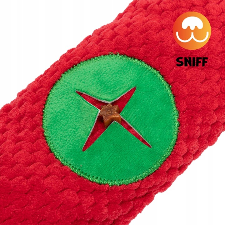 UNIQ PETS PLUSZOWA ZABAWKA DLA PSA SNIFFIES Zwijany Święty Mikołaj z piszczałką 69x17x4cm
