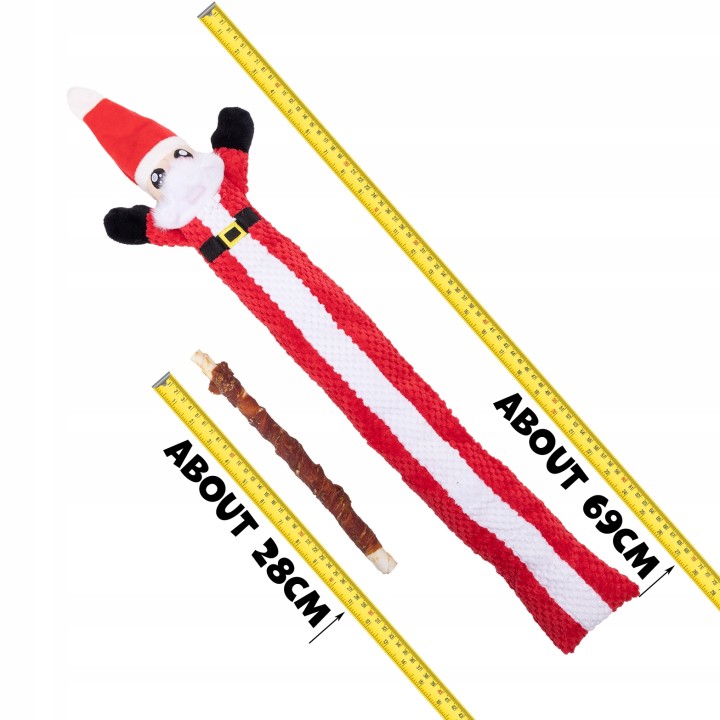 UNIQ PETS PLUSZOWA ZABAWKA DLA PSA SNIFFIES Zwijany Święty Mikołaj z piszczałką 69x17x4cm