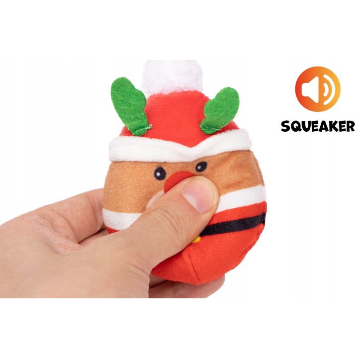 UNIQ PETS PLUSZOWA ZABAWKA DLA PSA SNIFFIES Mini mikołaje w świątecznej czapce z piszczałką Czapka świąteczna: 22x18,5x18,5cm,