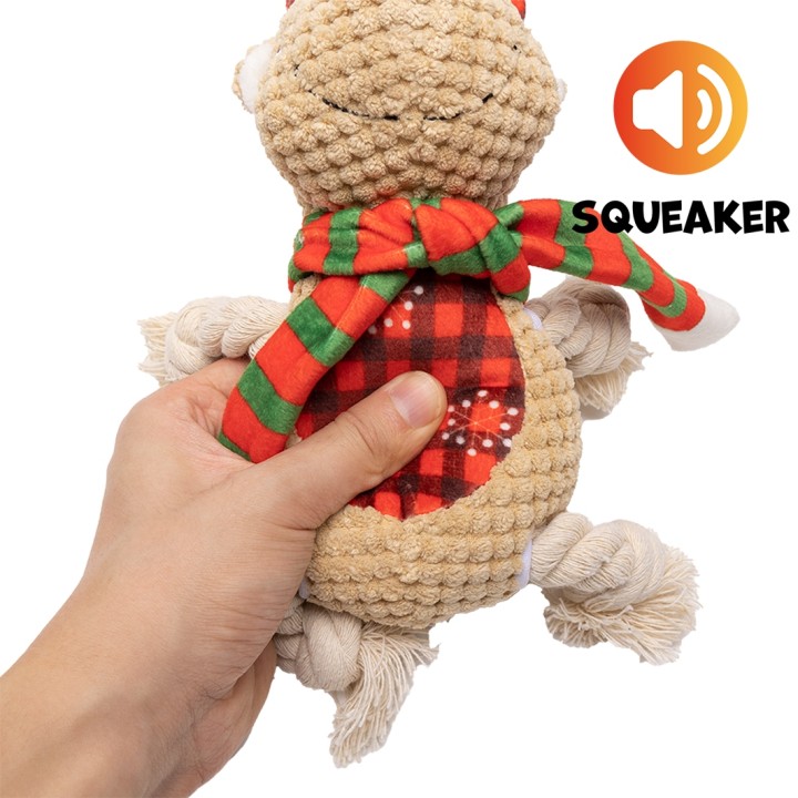 UNIQ PETS PLUSZOWA ZABAWKA DLA PSA SQUEAKIES Szarpak Rudolf z piszczałką 27x12x12cm