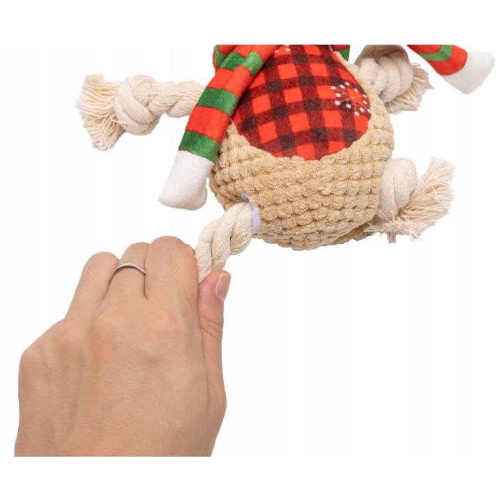 UNIQ PETS PLUSZOWA ZABAWKA DLA PSA SQUEAKIES Szarpak Rudolf z piszczałką 27x12x12cm