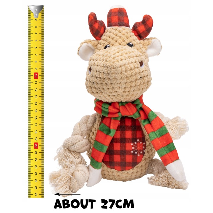 UNIQ PETS PLUSZOWA ZABAWKA DLA PSA SQUEAKIES Szarpak Rudolf z piszczałką 27x12x12cm