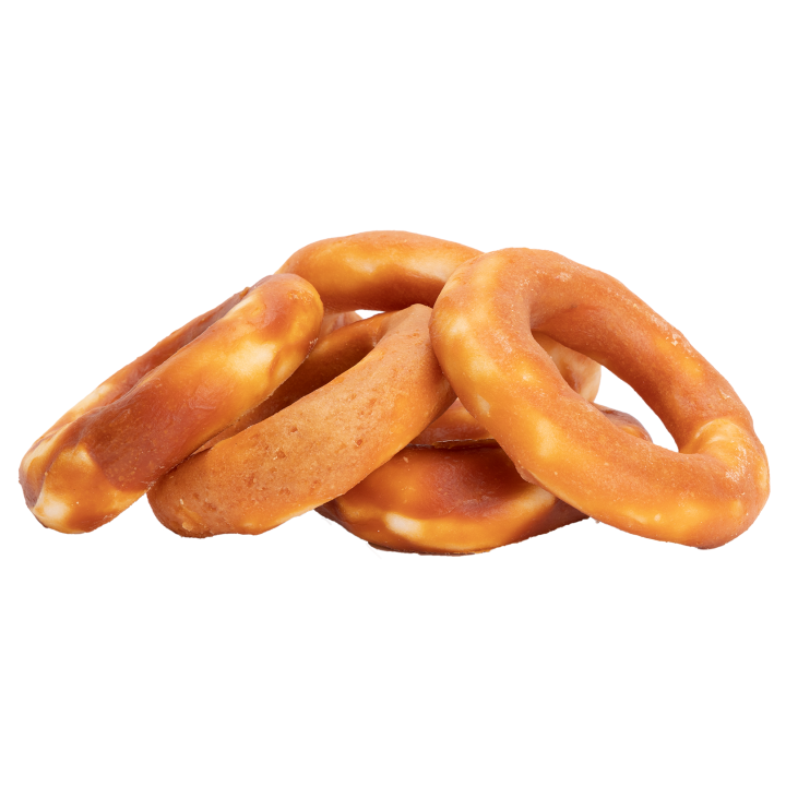 UNIQ PETS PRZYSMAKI DLA PSA RAWHIDE 500g pierścienie ze skóry wołowej owinięte kurczakiem 12 cm