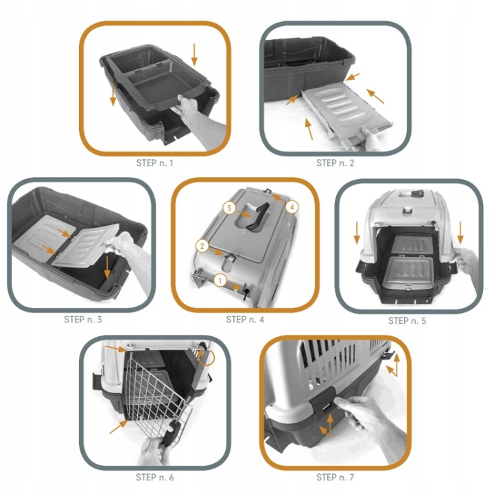 MPS TRANSPORTER DLA ZWIERZĄT CAT TRAVEL BPA FREE szary z kuwetą dla kota 60x40x39cm do 24 kg