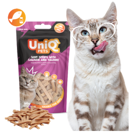 UNIQ PETS przysmaki dla kota miękkie paski łosoś z tasuryną 50g