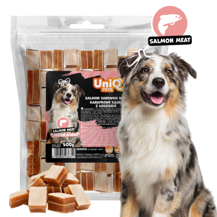 UNIQ PETS PRZYSMAKI DLA PSA 500g kanapkowe kąski z łososiem