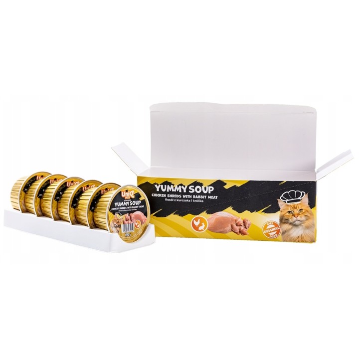 UNIQ PETS Karma morka dla kota rosół z kawałkami kurczaka i mięsem królika 60g x 6szt. YUMMY SOUP