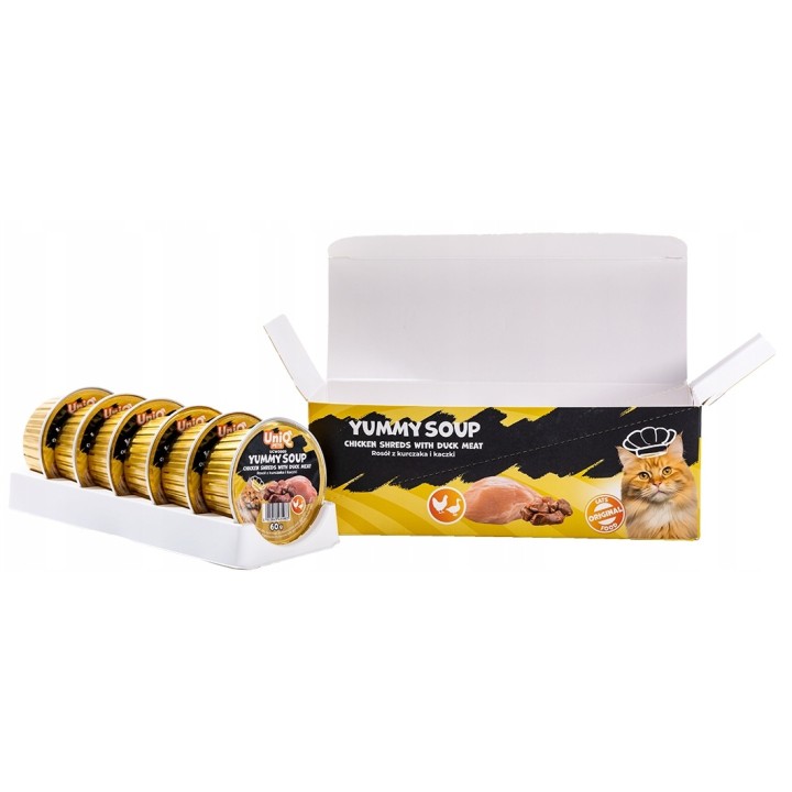 UNIQ PETS Karma morka dla kota rosół z kawałkami kurczaka i mięsem kaczki 60g x 6szt. YUMMY SOUP