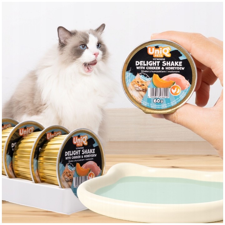 UNIQ PETS Karma mokra dla kota kremowy shake z kurczakiem i melonem 60g x 6szt. DELIGHT SHAKE