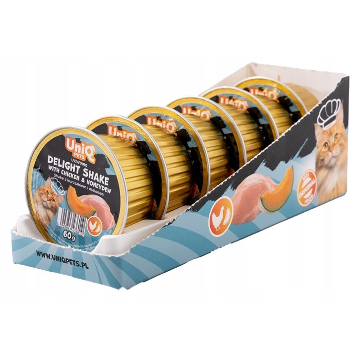 UNIQ PETS Karma mokra dla kota kremowy shake z kurczakiem i melonem 60g x 6szt. DELIGHT SHAKE