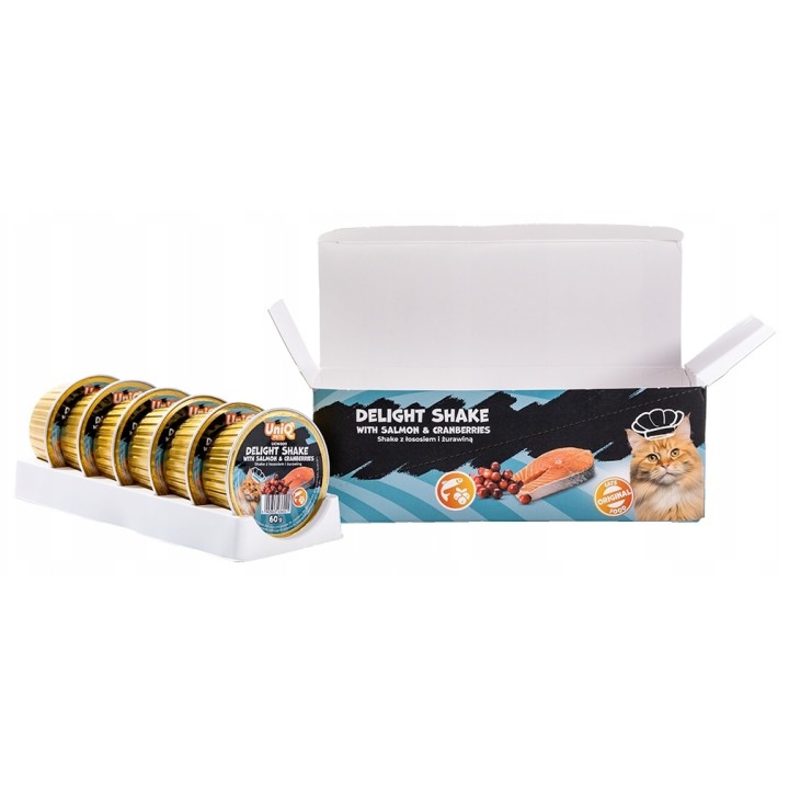 UNIQ PETS Karma morka dla kota kremowy shake z łososiem i żurawiną 60g x 6szt. DELIGHT SHAKE