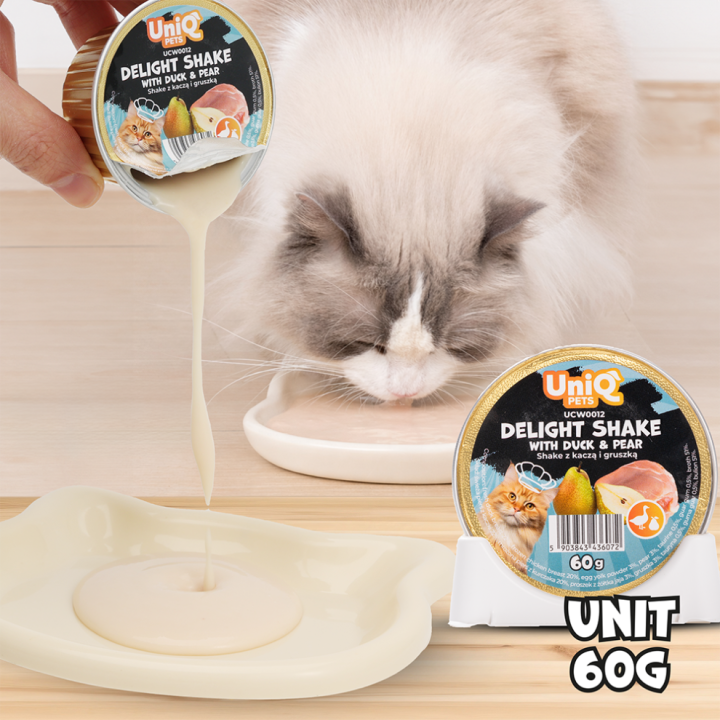 UNIQ PETS Karma morka dla kota kremowy shake z kaczką i gruszką 60g x 6szt. DELIGHT SHAKE