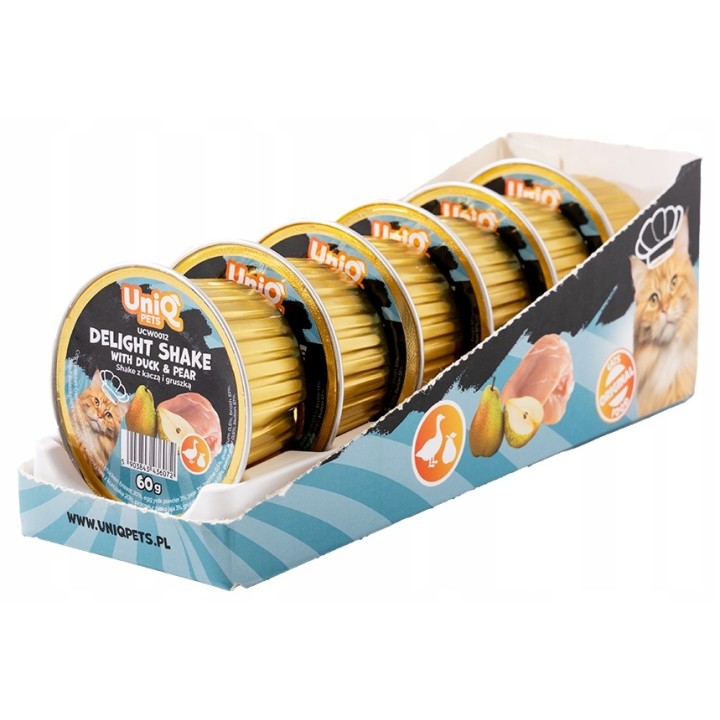UNIQ PETS Karma morka dla kota kremowy shake z kaczką i gruszką 60g x 6szt. DELIGHT SHAKE