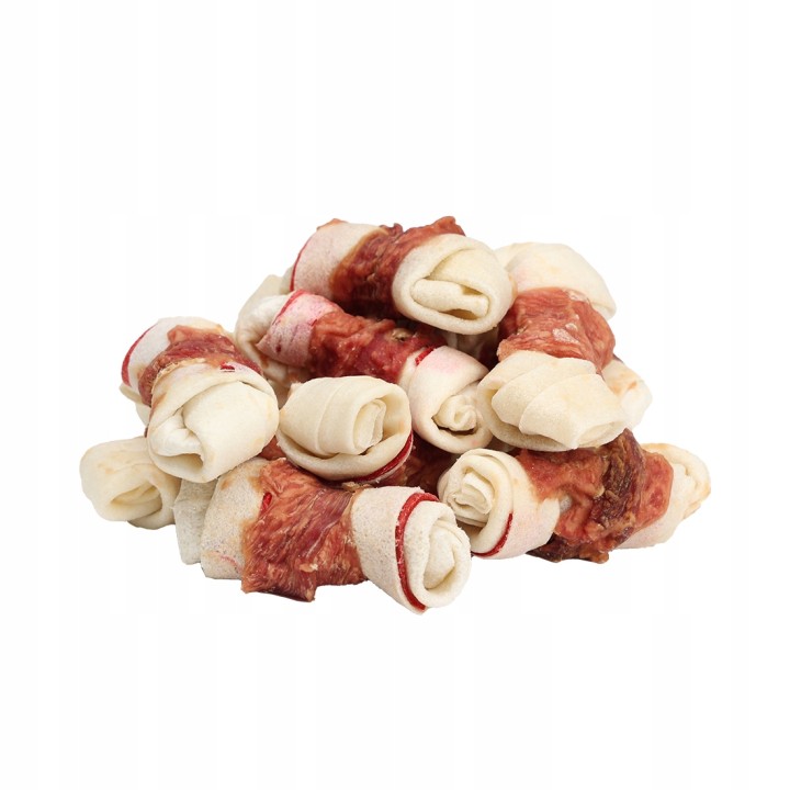 UNIQ PETS PRZYSMAKI DLA PSA RAWHIDE 500g kość wiązana ze skóry wołowej z kaczką 7 cm