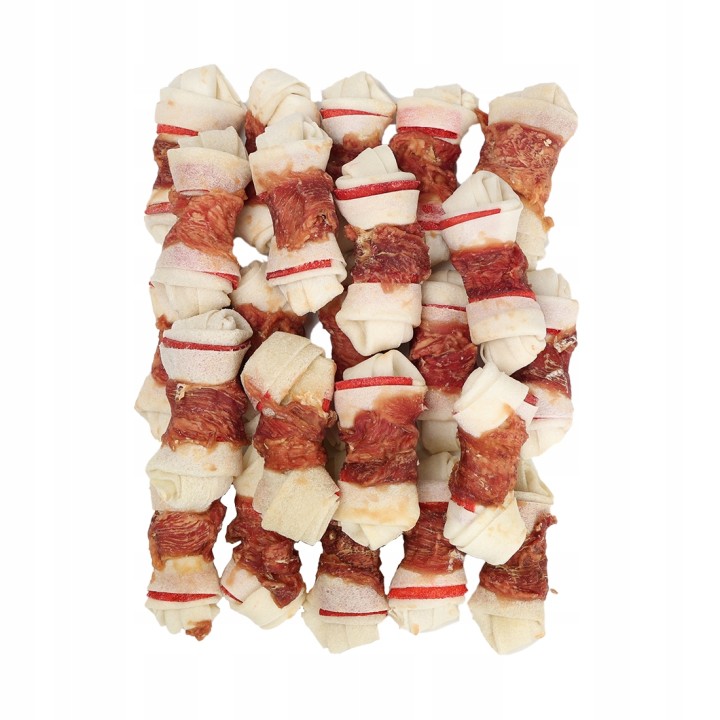 UNIQ PETS PRZYSMAKI DLA PSA RAWHIDE 500g kość wiązana ze skóry wołowej z kaczką 7 cm