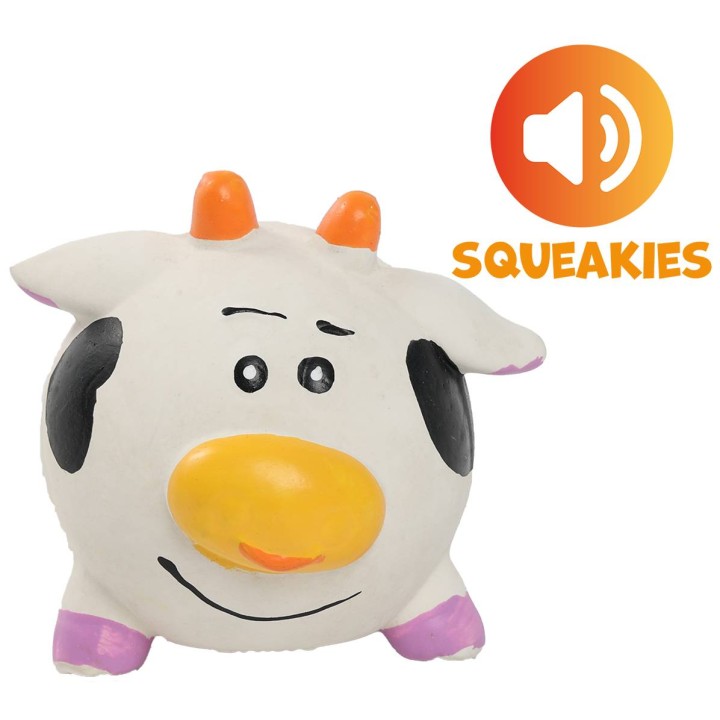 UNIQ PETS ZABAWKA DLA PSA SQUEAKIES piłka krowa z piszczałką 6cm