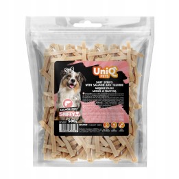 UNIQ PETS PRZYSMAKI DLA PSA SNIFFY 500g miękkie paski łosoś z tauryną
