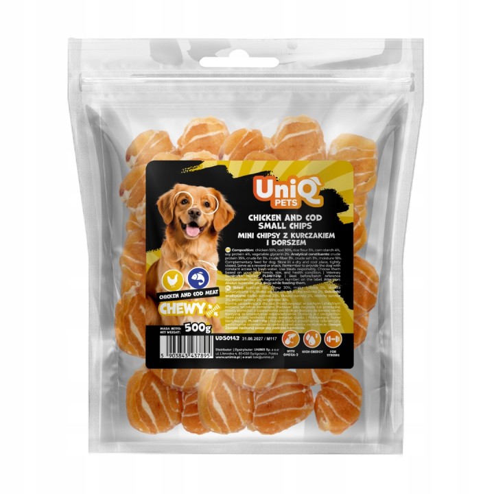 Smaczki dla psa kurczak i dorsz miękkie przysmaki dla psa 500g Uniq Pets