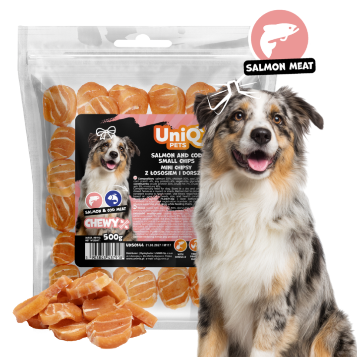 Smaczki dla psa łosoś dorsz naturalne przysmaki dla psa 500g Uniq Pets