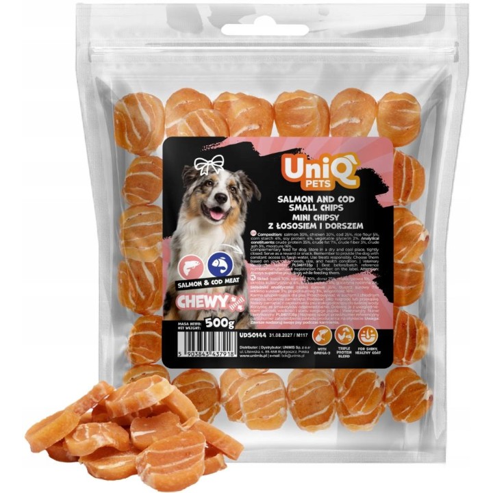 Smaczki dla psa łosoś dorsz naturalne przysmaki dla psa 500g Uniq Pets