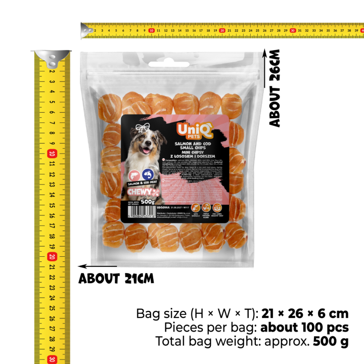 Smaczki dla psa łosoś dorsz naturalne przysmaki dla psa 500g Uniq Pets